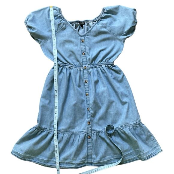 New Glory Denim Jean A-Line Dress Girls elastic waist, off shoulder Sz L (14/16) - Picture 6 of 7